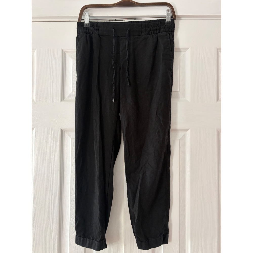 Old Navy Womens XS Black Linen Blend Elastic Waist Drawstring Jogger Pants